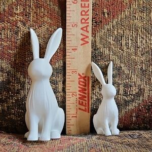 White 3D Printed Bunny Figurines - Set of 2
